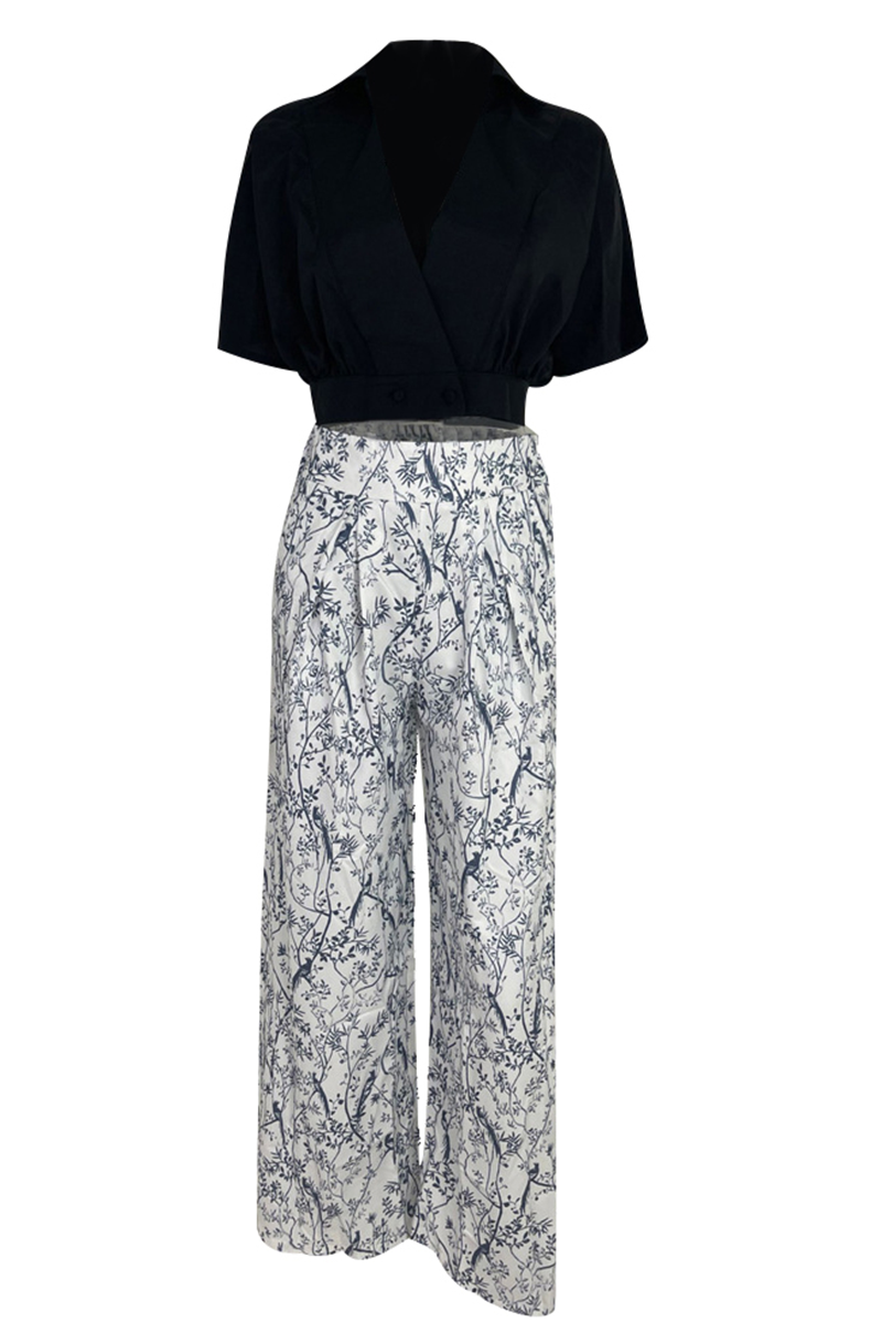 Women's Elegant Two-Piece Set with Cropped Top and Wide-Leg Trousers