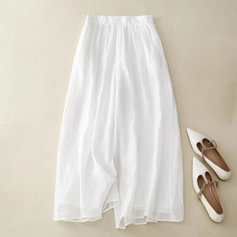 Women's Wide Leg Elastic Waist Pants with Relaxed Fit and Full Length
