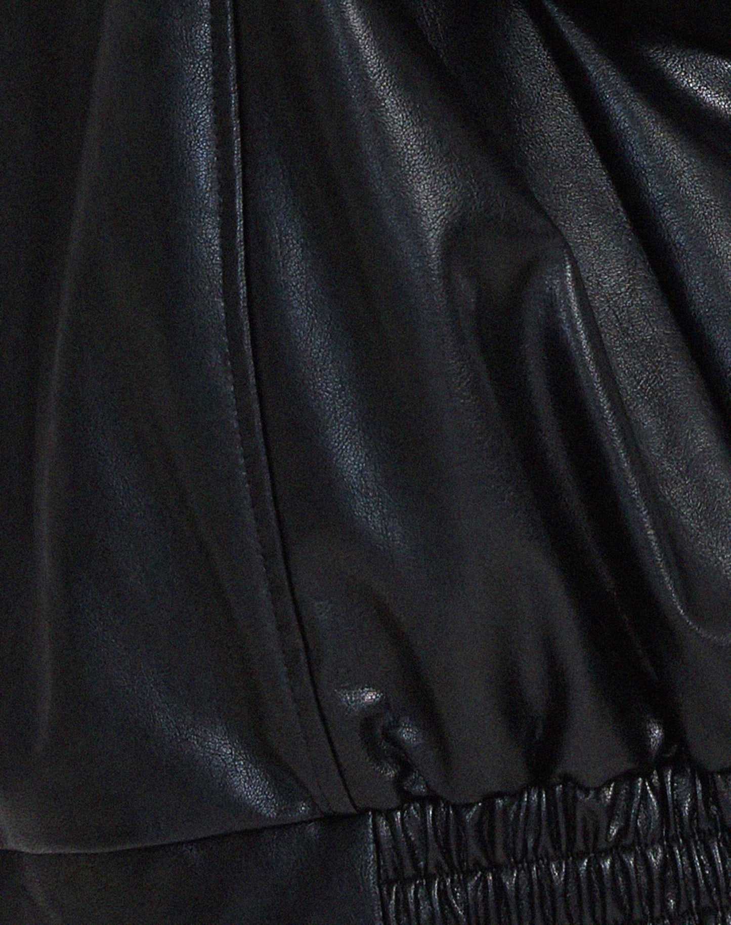 Women's Zip-Up Leather Jacket with Relaxed Fit and High Collar