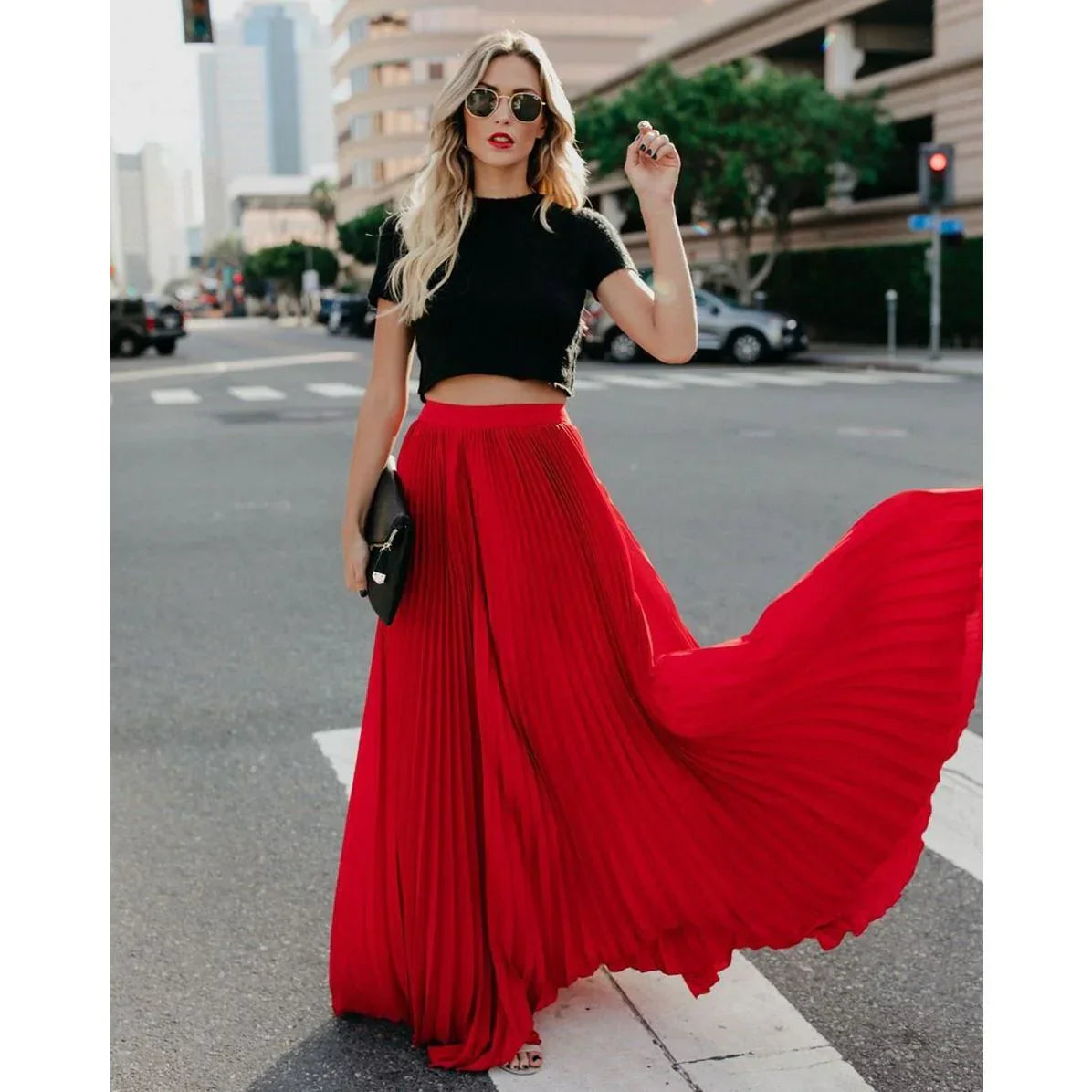 Women's Stylish Pleated Maxi Skirt