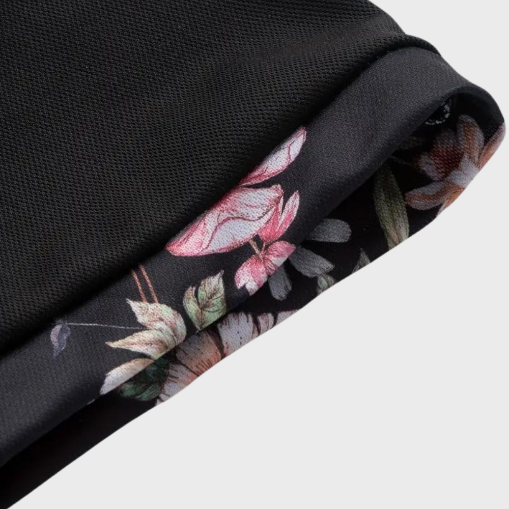 Men's Short Sleeve Polo Shirt with Printed Collar Trim