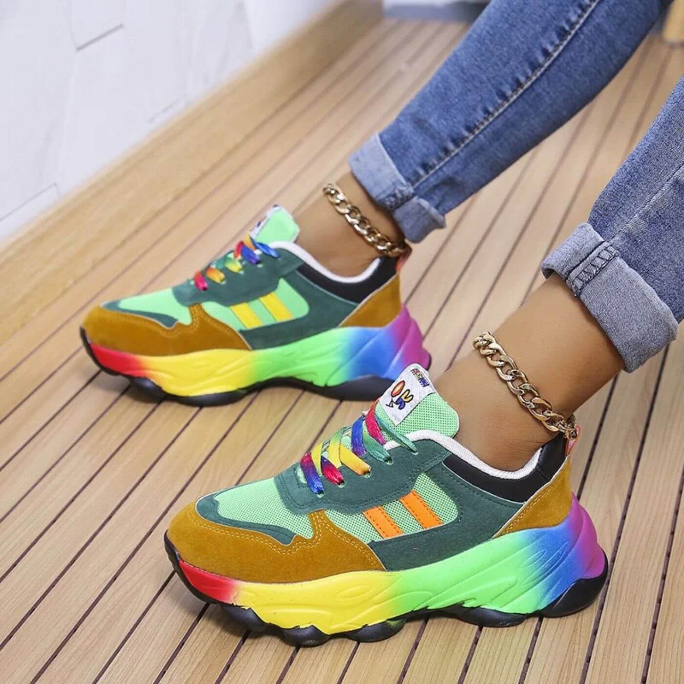 Women's Rainbow Chunky Sneakers