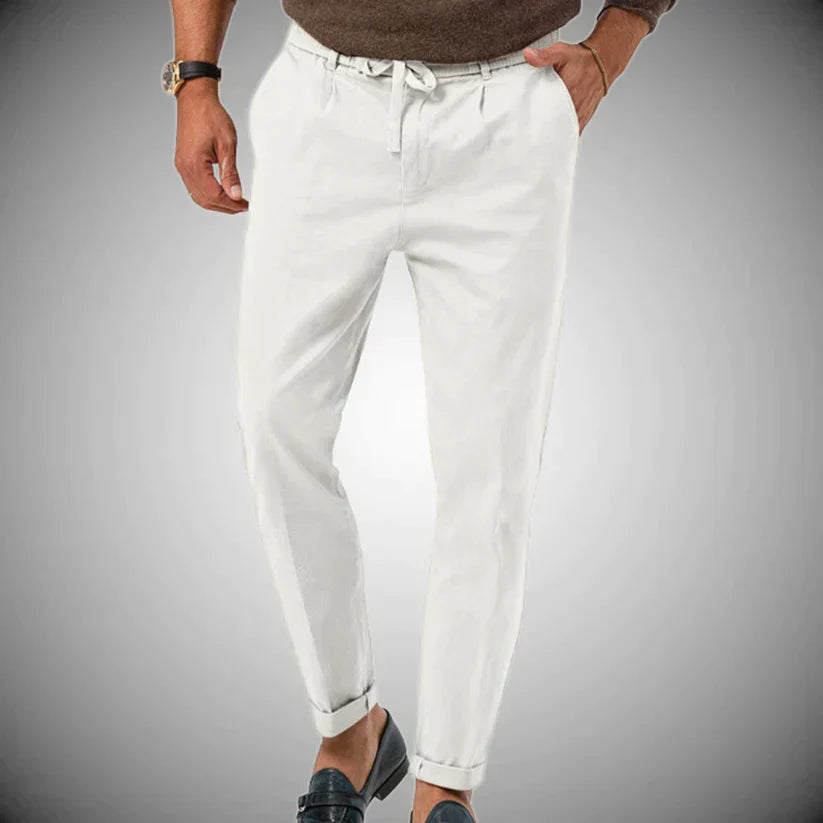 Men's Slim-Fit Casual Trousers with Drawstring Waistband