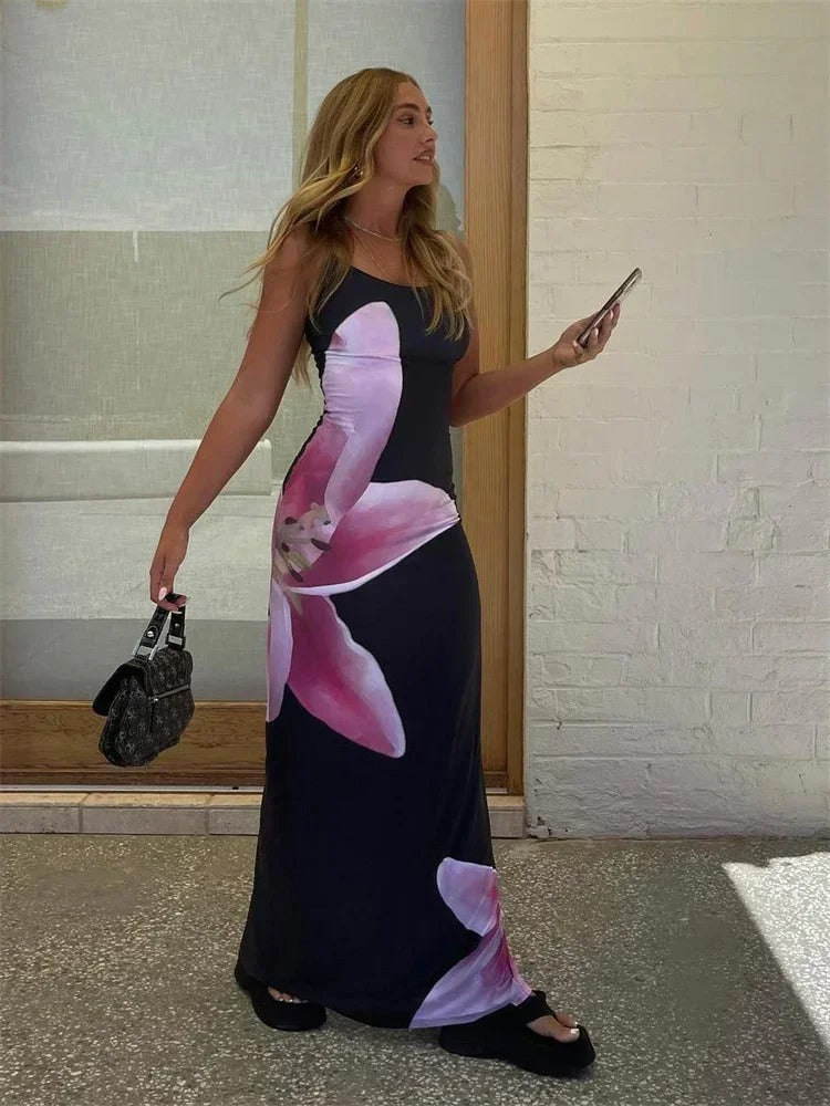 Women’s Sleeveless Floral Print Maxi Dress