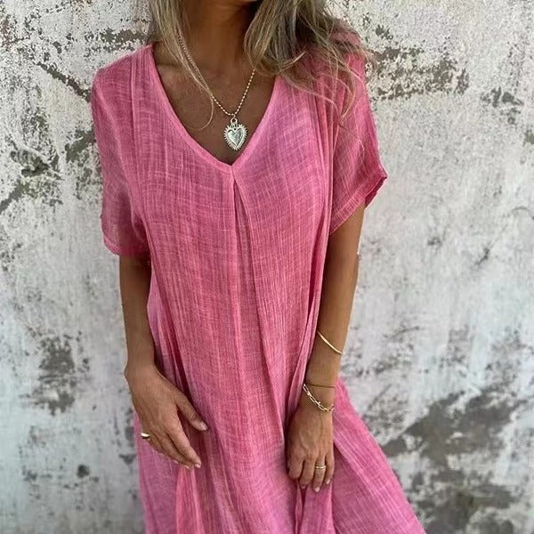 Women's Relaxed V-Neck Maxi Dress