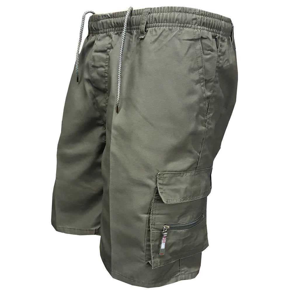 Men's Tactical Cargo Shorts with Multi Pockets and Drawstring Waist