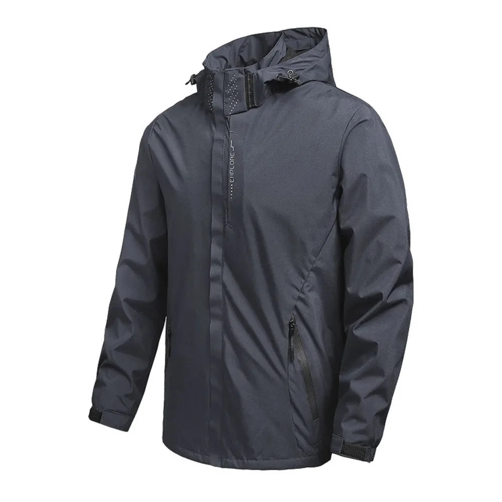Men's Waterproof Hooded Rain Jacket with Windproof Protection
