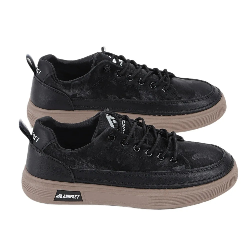 Men's Platform Skate Sneakers with Contrast Sole and Lace-Up Design