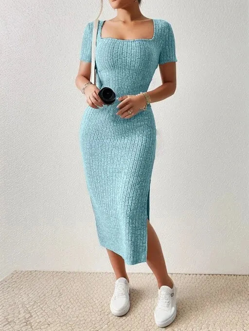 Women's Square Neck Knitted Dress
