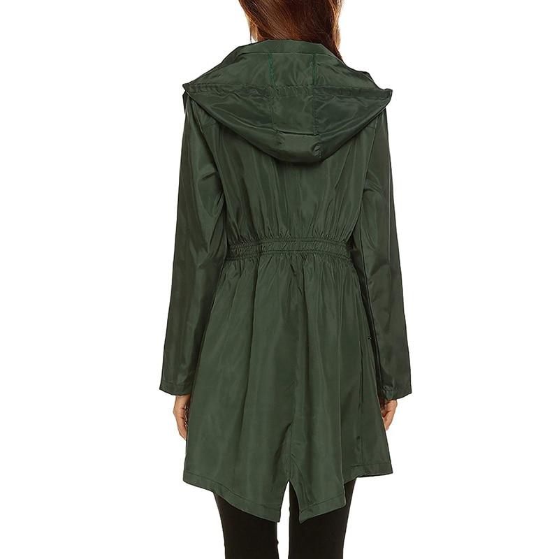 Women's Waterproof Windbreaker Jacket with Hood and Zip Closure