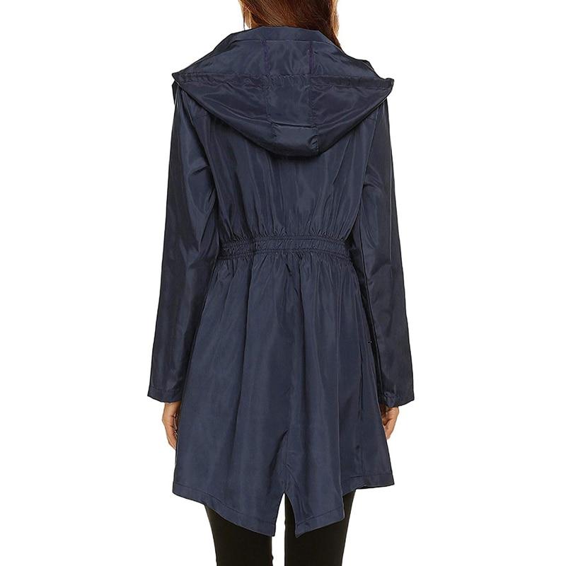 Women's Waterproof Windbreaker Jacket with Hood and Zip Closure