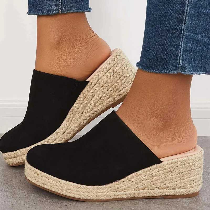 Women's Platform Wedge Slip-On Shoes with Textured Sole