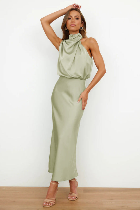 Women's Elegant Halter Neck Maxi Dress