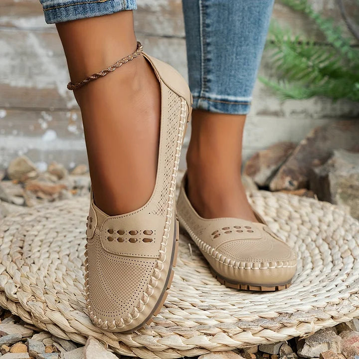 Women's Slip-On Loafers with Comfort Sole and Contrast Stitching
