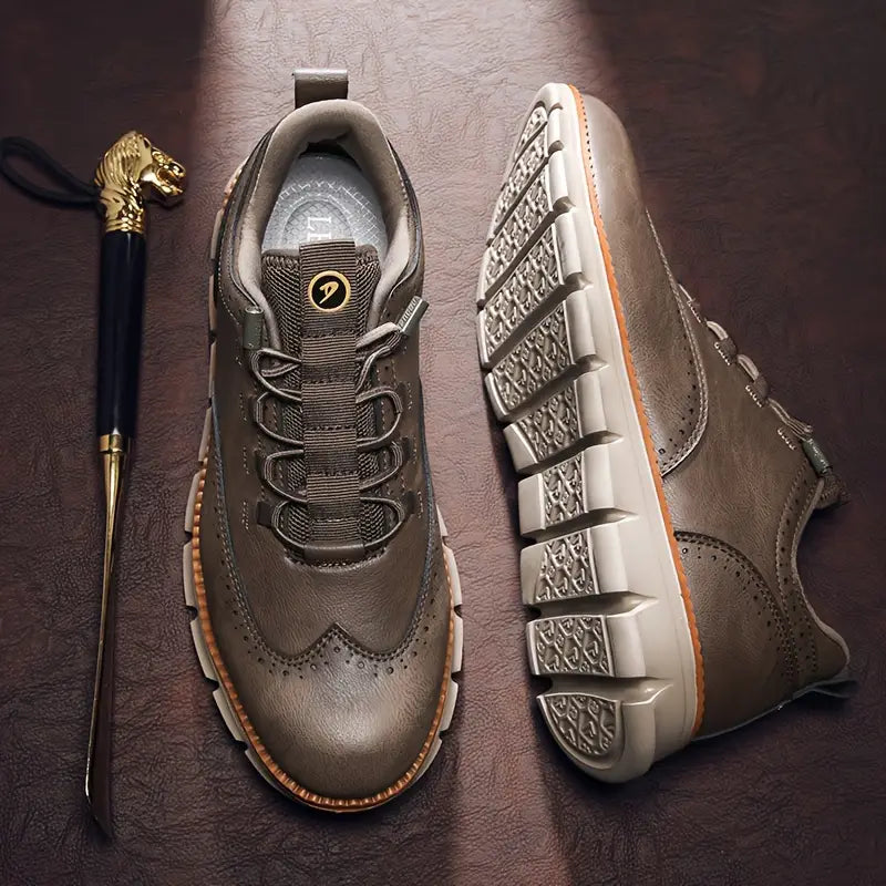 Men's Casual Lace-Up Walking Shoes with Non-Slip Flexible Sole