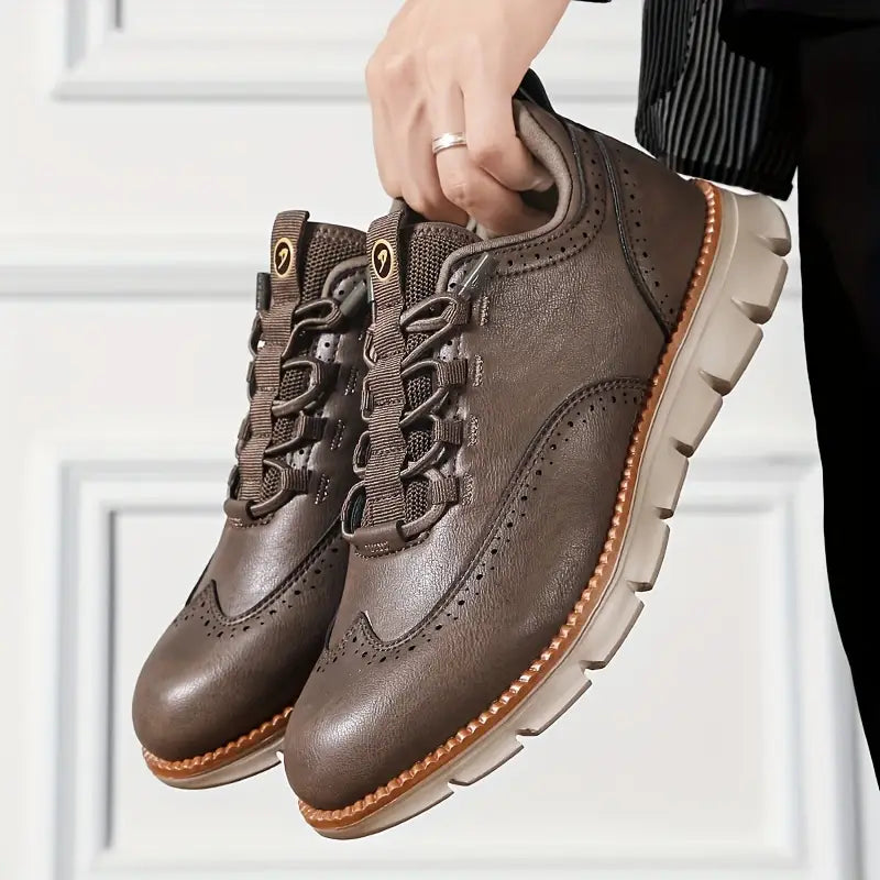 Men's Casual Lace-Up Walking Shoes with Non-Slip Flexible Sole