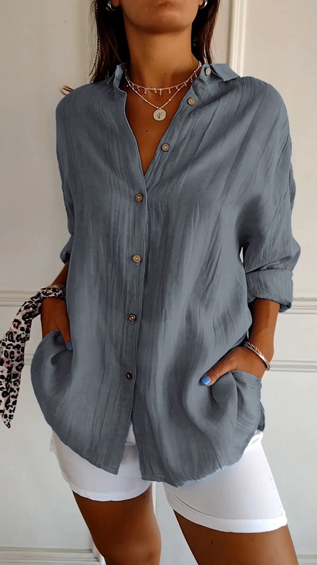 Women's Casual Button-Down Long Sleeve Shirt