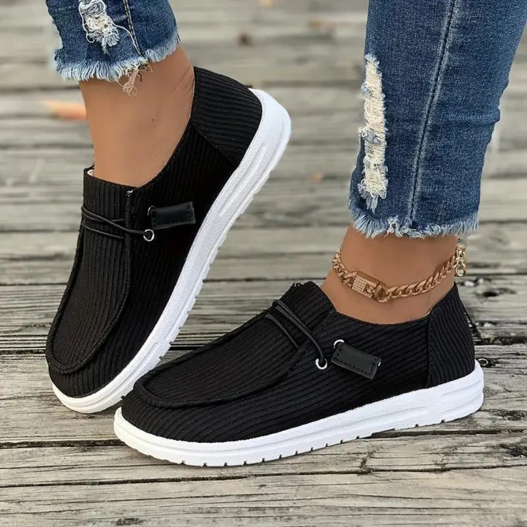 Women's Slip-On Casual Shoes with Soft Knit Upper and Flat Sole