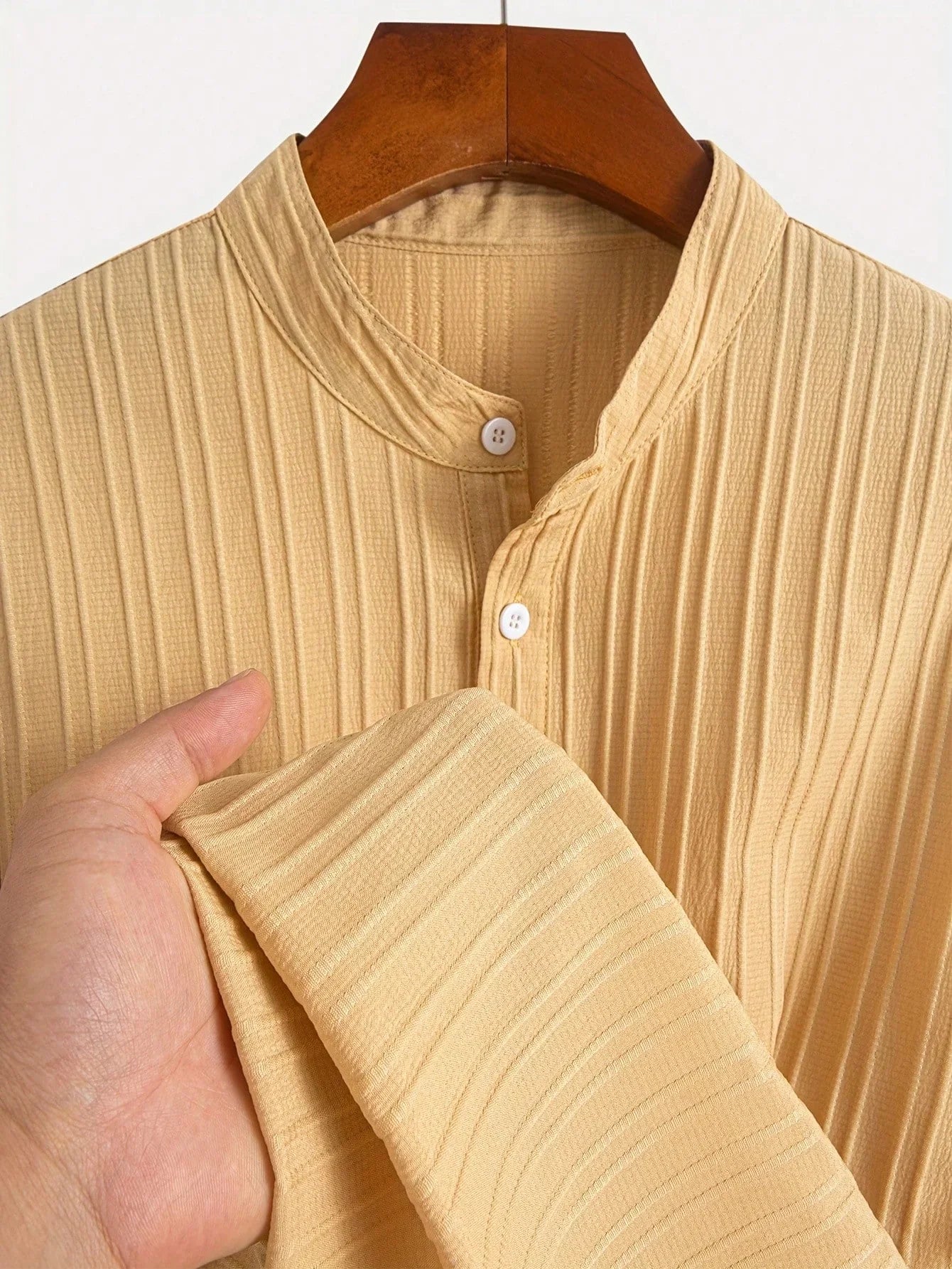 Men’s Two Piece Short Sleeve Shirt and Jogger Pants Set with Button Neck