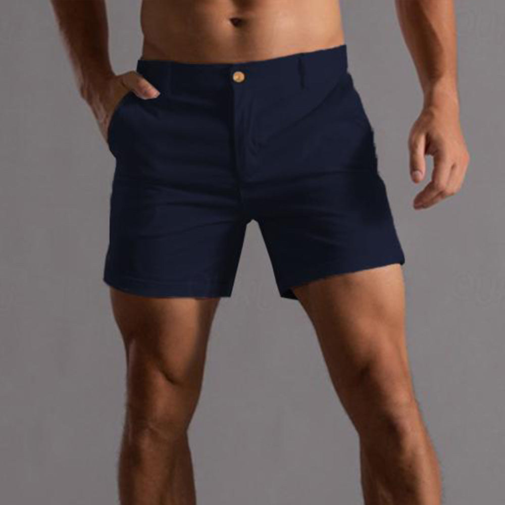 Men’s Slim Fit Tailored Shorts with Button Closure and Smart Style