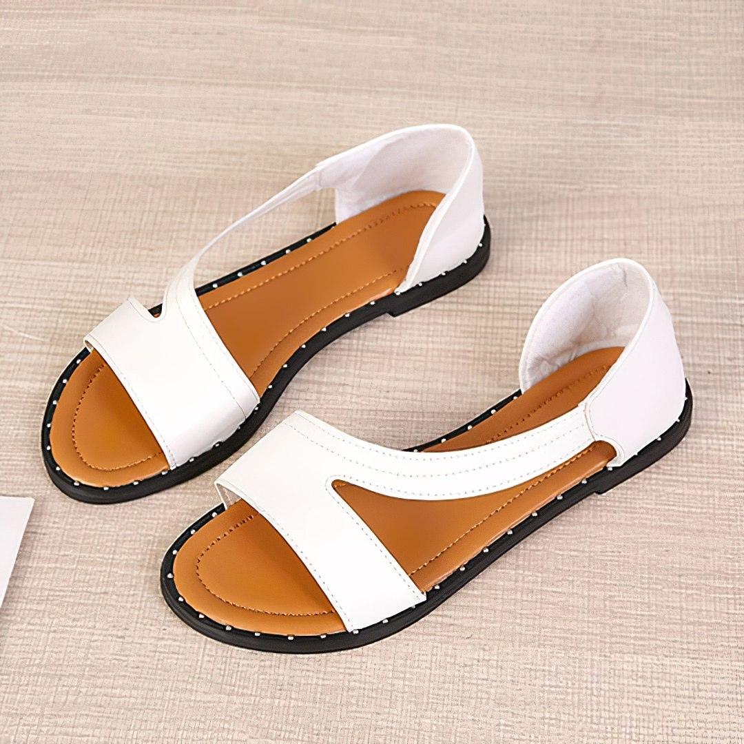 Women's Cut-Out Slip-On Sandals with Flat Sole and Open Toe Design