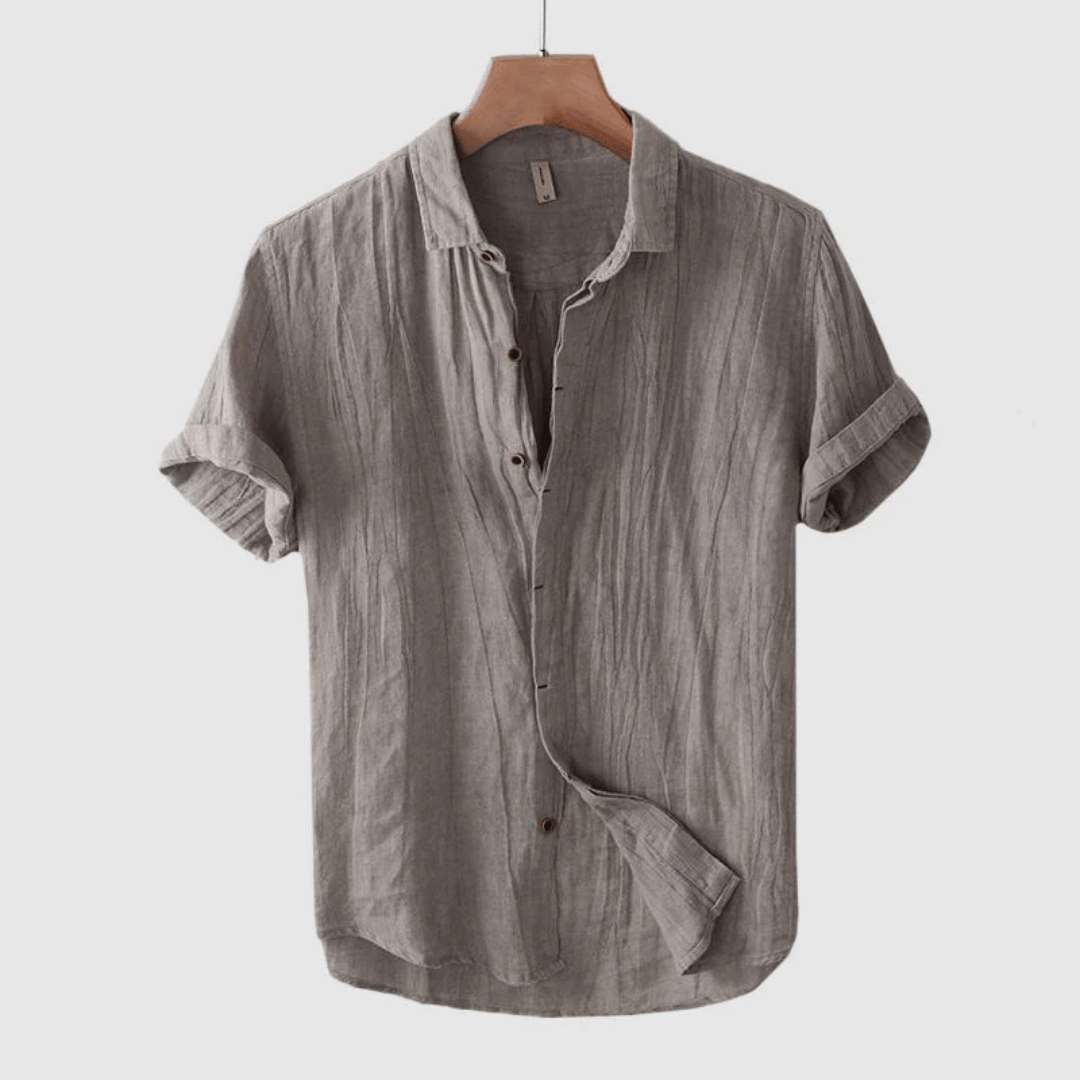 Mens Short Sleeve Linen Shirt with Buttons