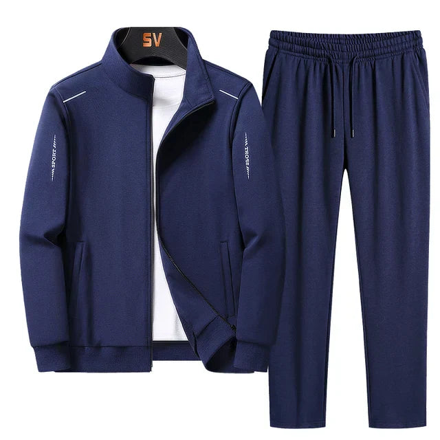 Men's Zip Up Two Piece Tracksuit Set with Jogger Pants and Athletic Jacket