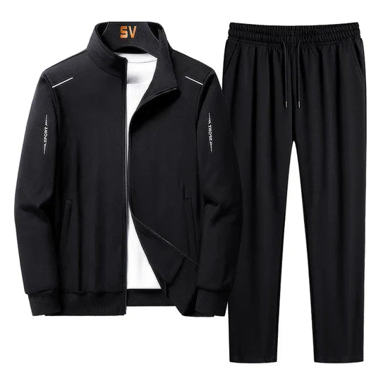 Men's Zip Up Two Piece Tracksuit Set with Jogger Pants and Athletic Jacket