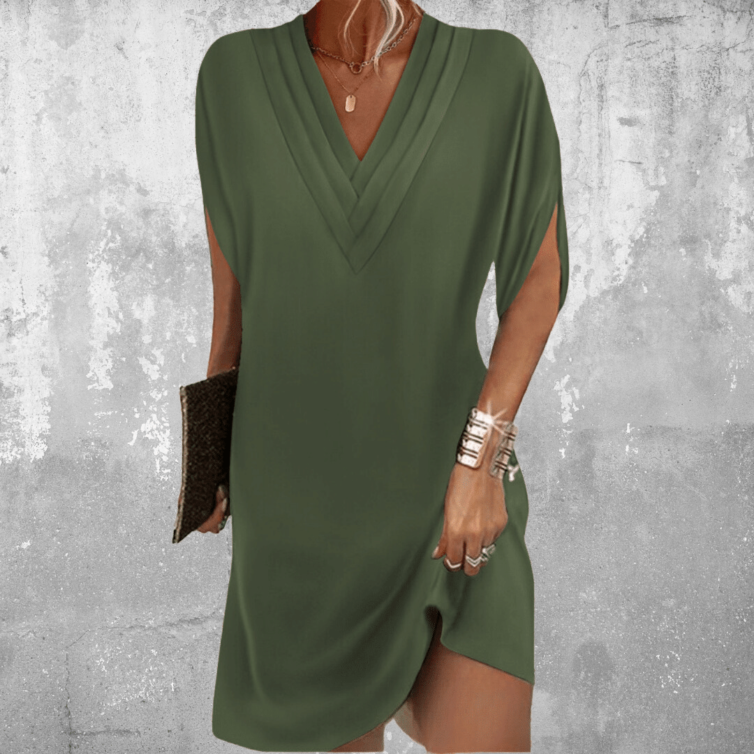 Women's Elegant Draped V-Neck Dress