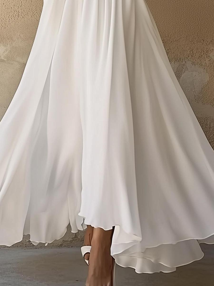 Women's Elegant Maxi Dress with Long Sleeves and Flowing Skirt
