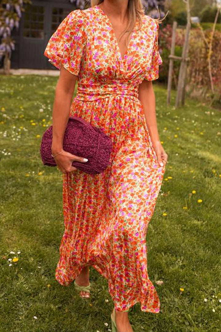 Women’s Floral Maxi Dress – Elegant Summer V-Neck Boho Sundress