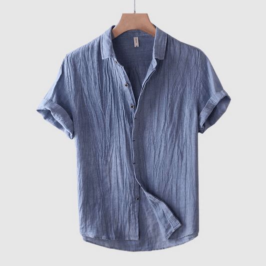 Mens Short Sleeve Linen Shirt with Buttons