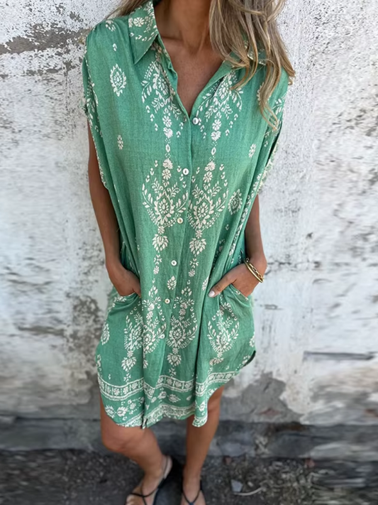 Women's Vintage Style Floral Print Summer Midi Dress
