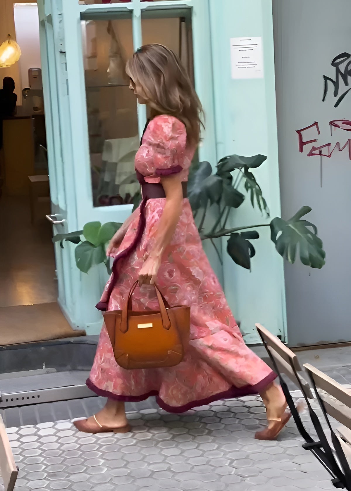 Women's Boho Maxi Wrap Dress with Puff Sleeves and Belted Waist