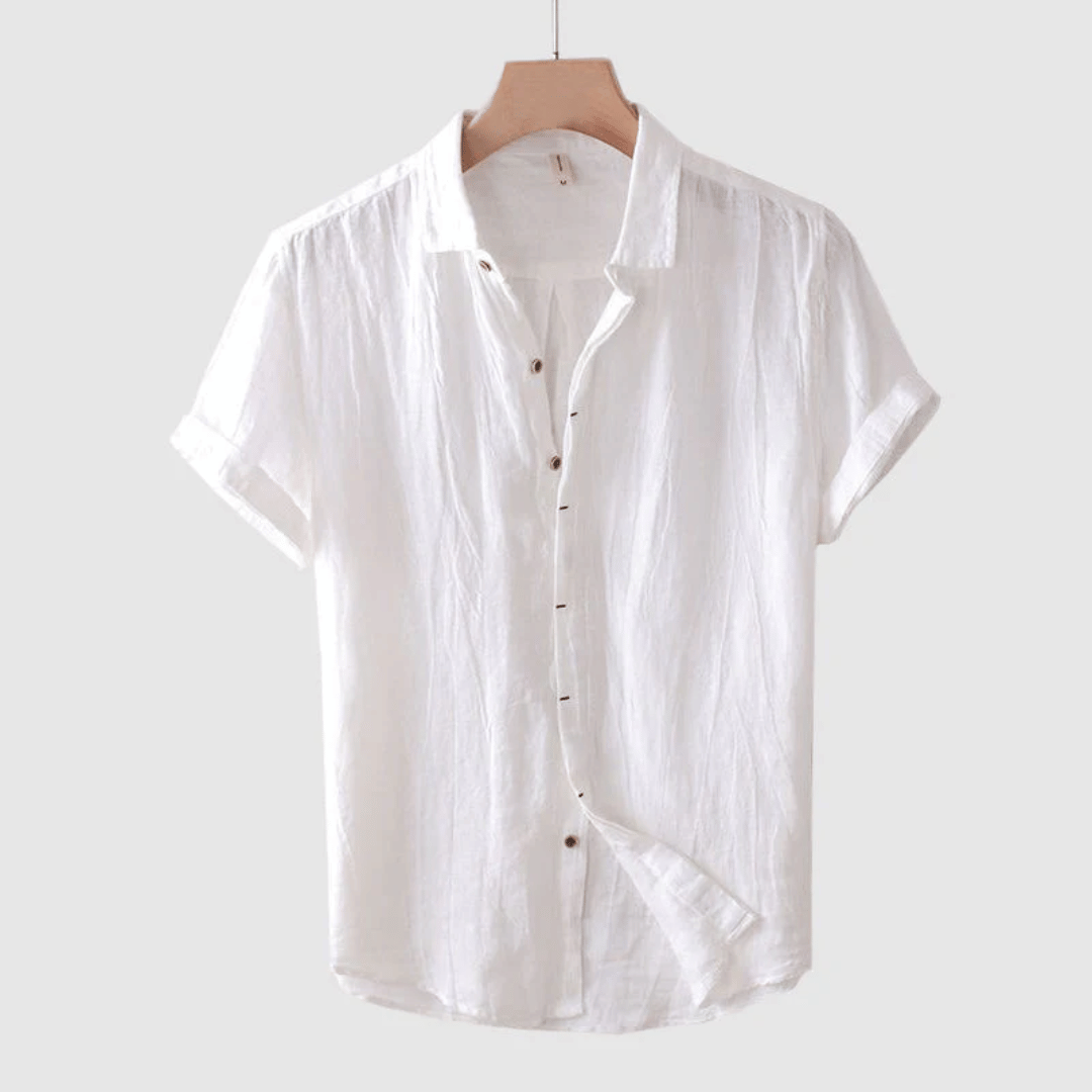 Mens Short Sleeve Linen Shirt with Buttons