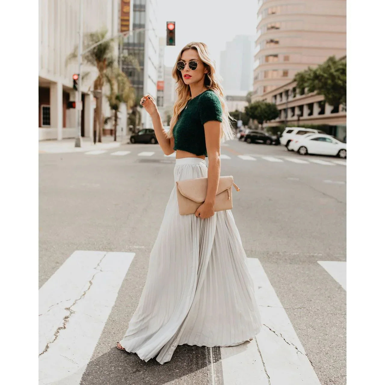 Women's Stylish Pleated Maxi Skirt