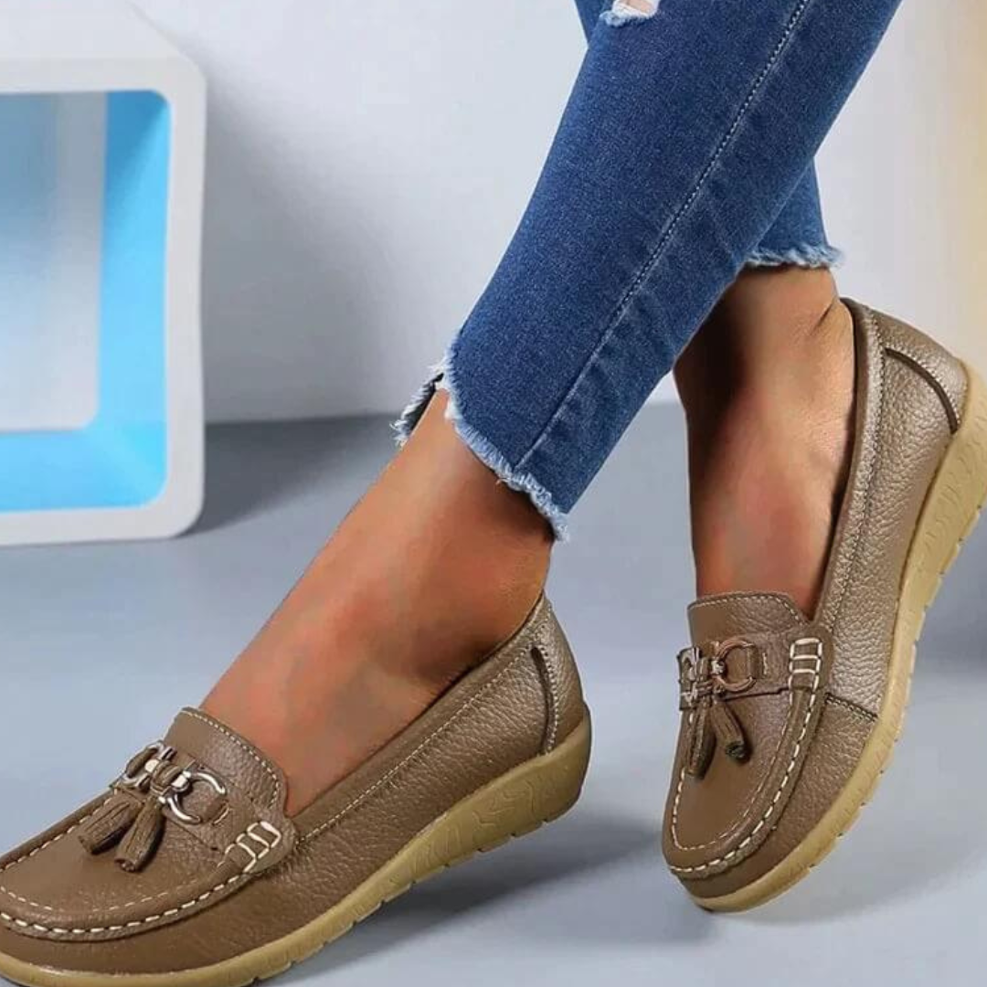 Women's Slip-On Shoes with Tassel Detail and Cushioned Sole