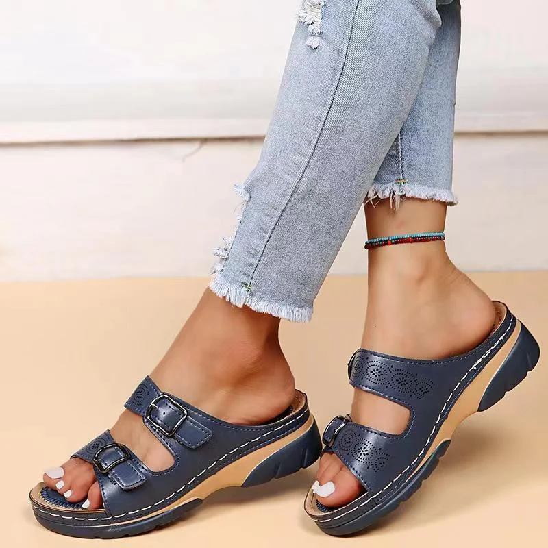 Women's Orthopedic Slide Sandals with Adjustable Buckle Straps