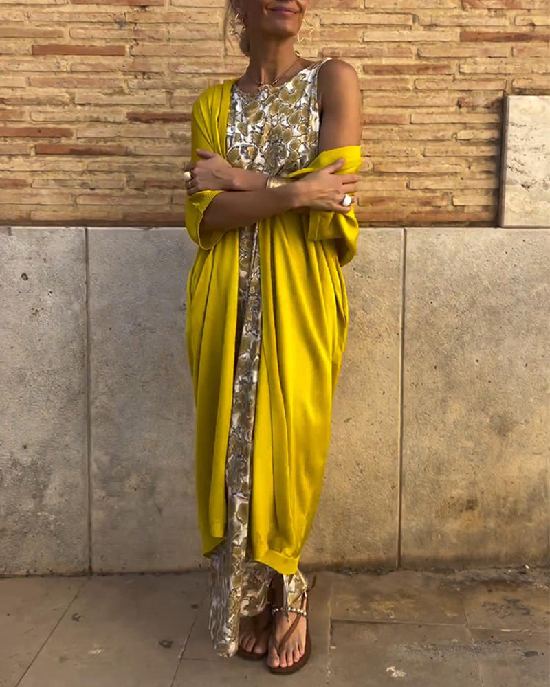 Women's Printed Sleeveless Jumpsuit with Relaxed Draped Overlay