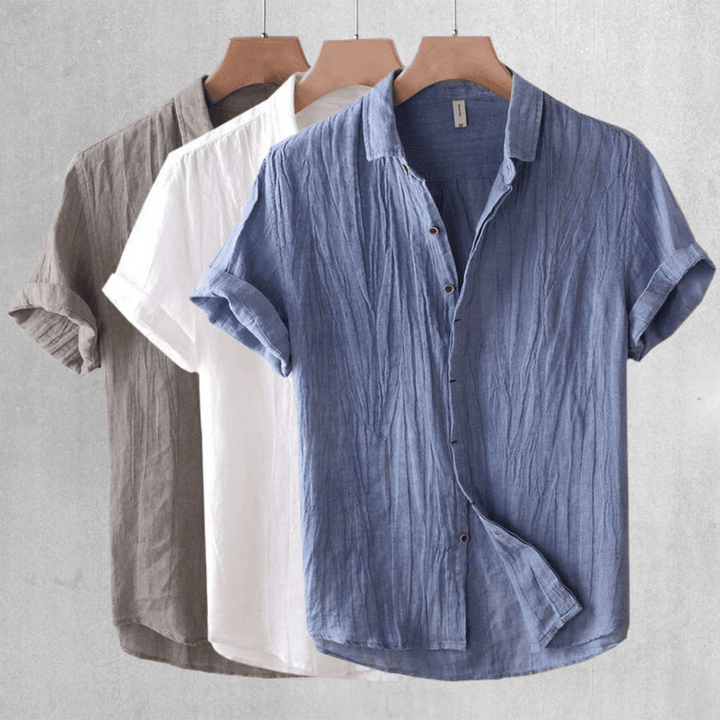 Mens Short Sleeve Linen Shirt with Buttons