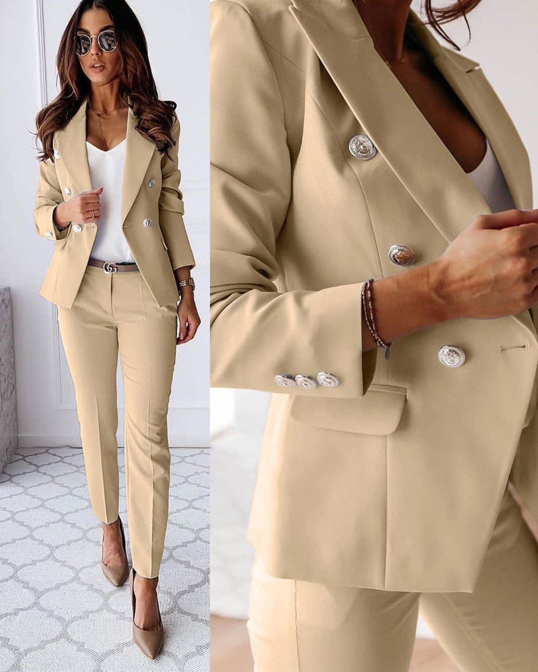 Women's Sophisticated Double-Breasted Suit with Tailored Fit