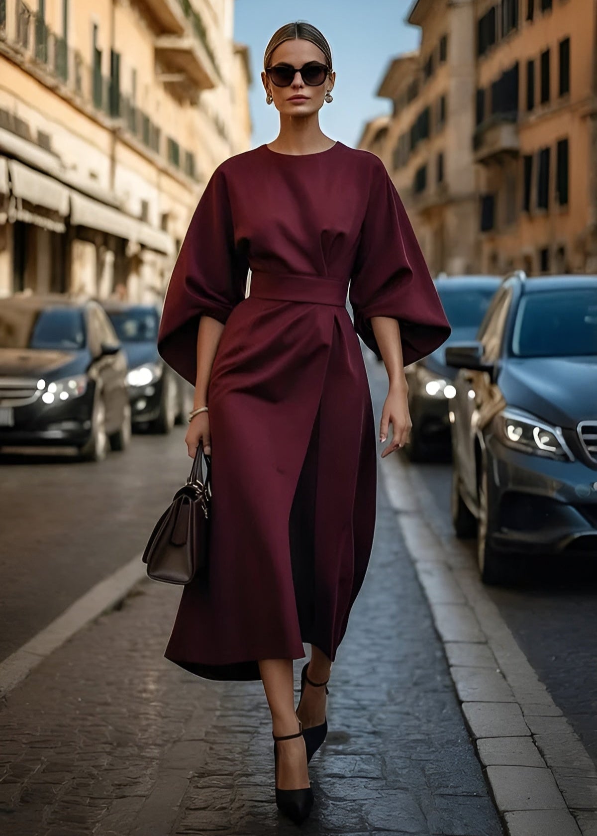 Women's Luxe Balloon Sleeve Maxi Dress