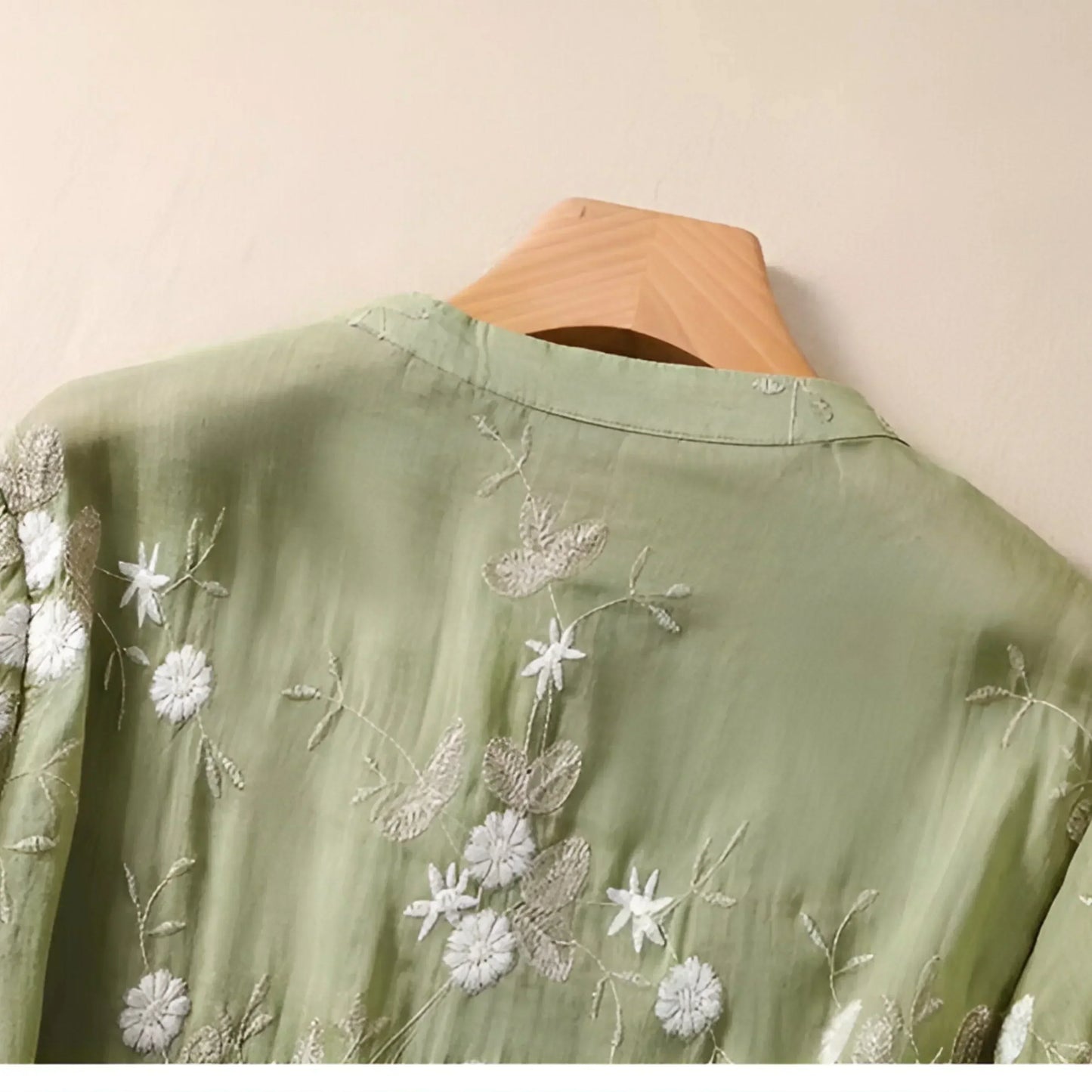 Women's Embroidered Blouse with Button-Down Design