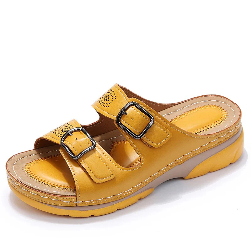 Women's Orthopedic Slide Sandals with Adjustable Buckle Straps