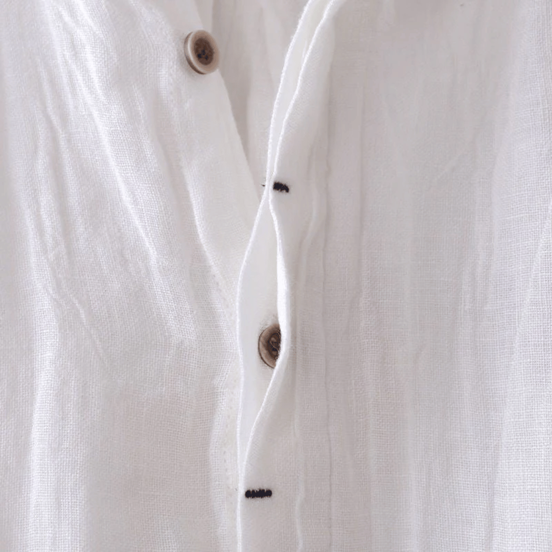 Mens Short Sleeve Linen Shirt with Buttons