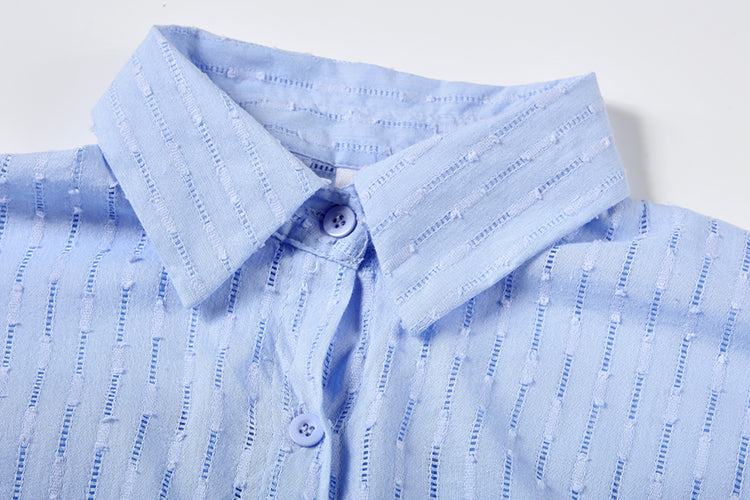 Women's Button-Up Shirt and Shorts Set