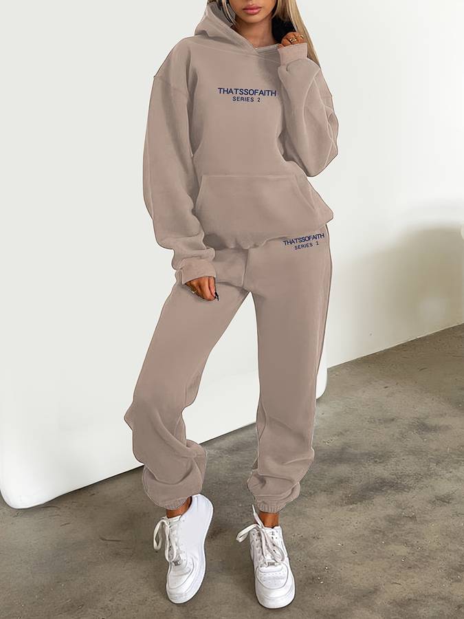 Women's 2-Piece Set Tracksuit with Hoodie Sweatshirt and Joggers