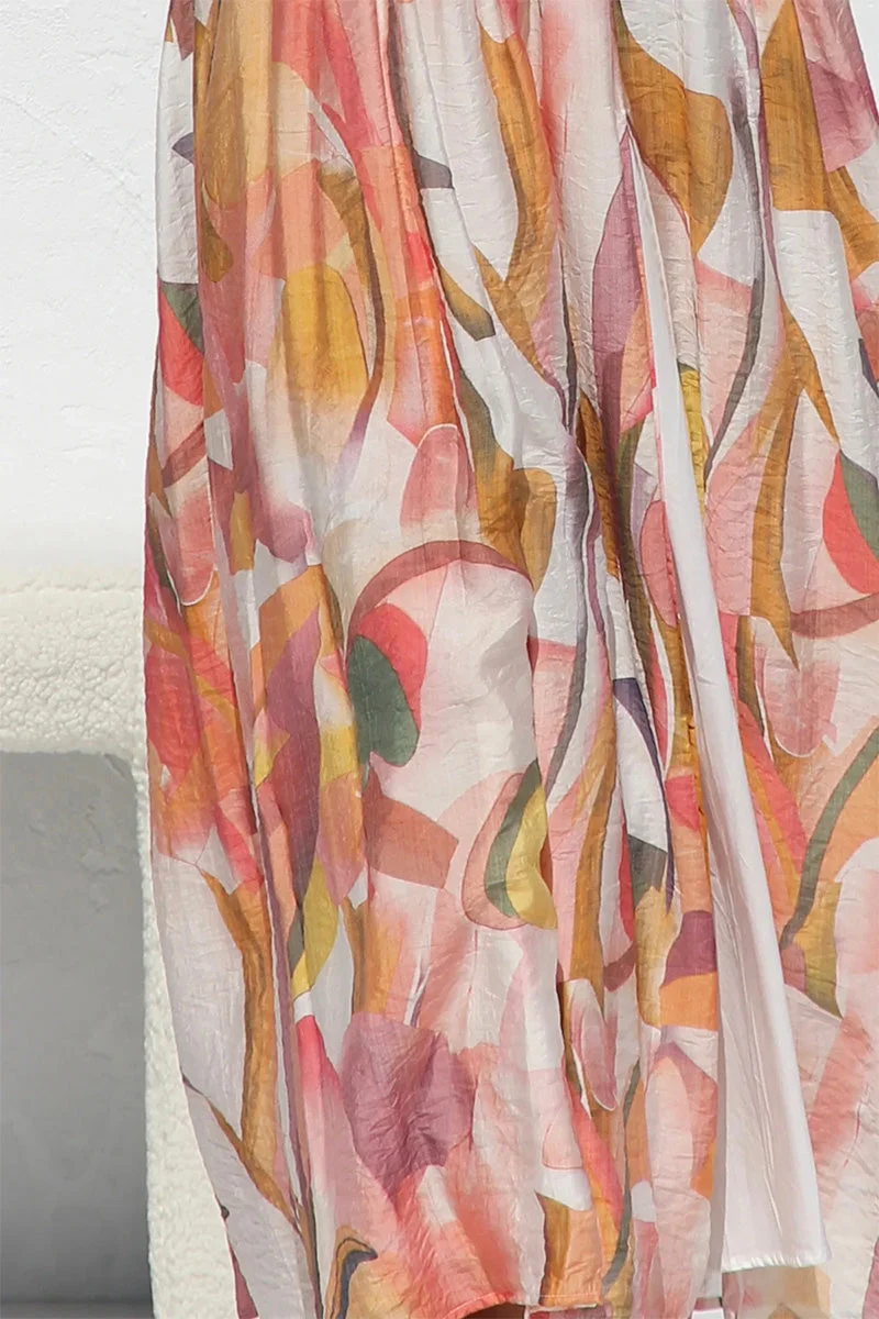 Women's Printed Maxi Dress with Spaghetti Straps and Side Slit