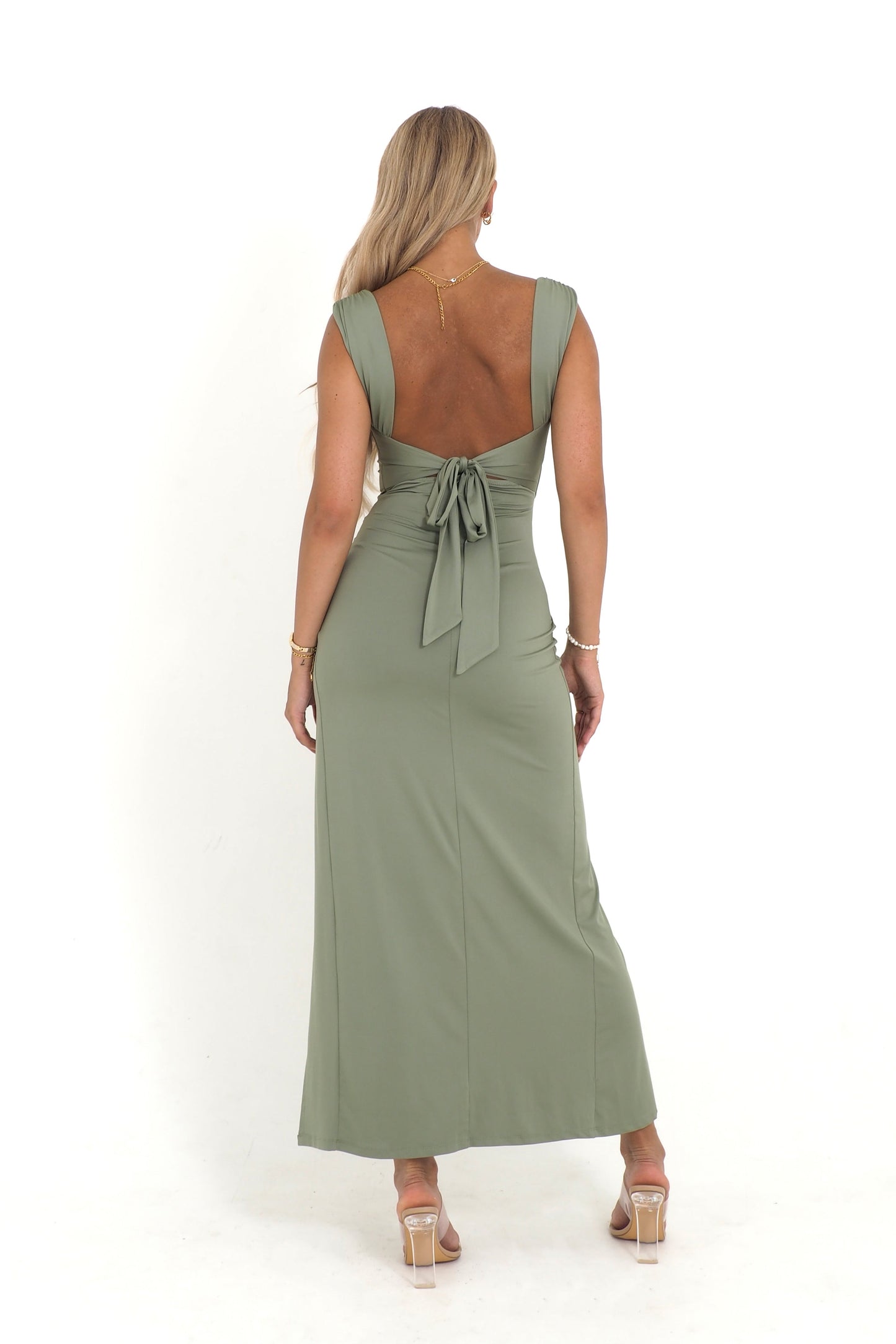 Women’s Elegant Midi Dress with Thigh-High Slit