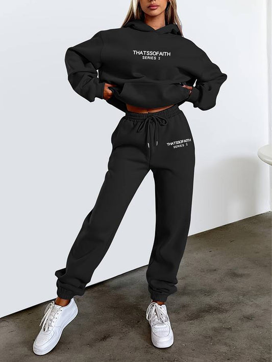 Women's 2-Piece Set Tracksuit with Hoodie Sweatshirt and Joggers
